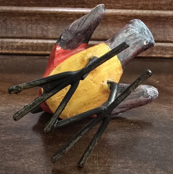 Red Black And Yellow Decorative Bird Figurine Resin - Picture 5 of 5